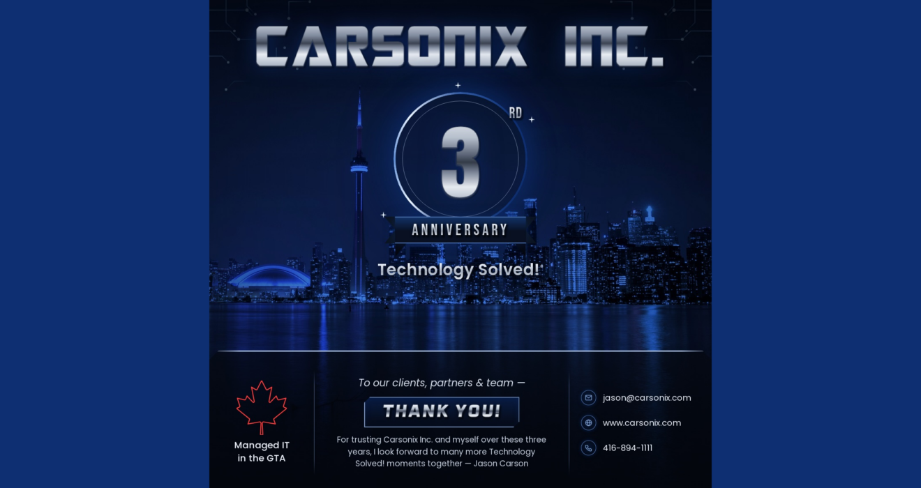 Carsonix Inc. 3 Year Anniversary